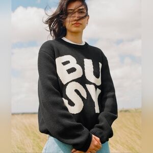 SORRYIMBUSY Spellout Knit "Busy" Black Medium